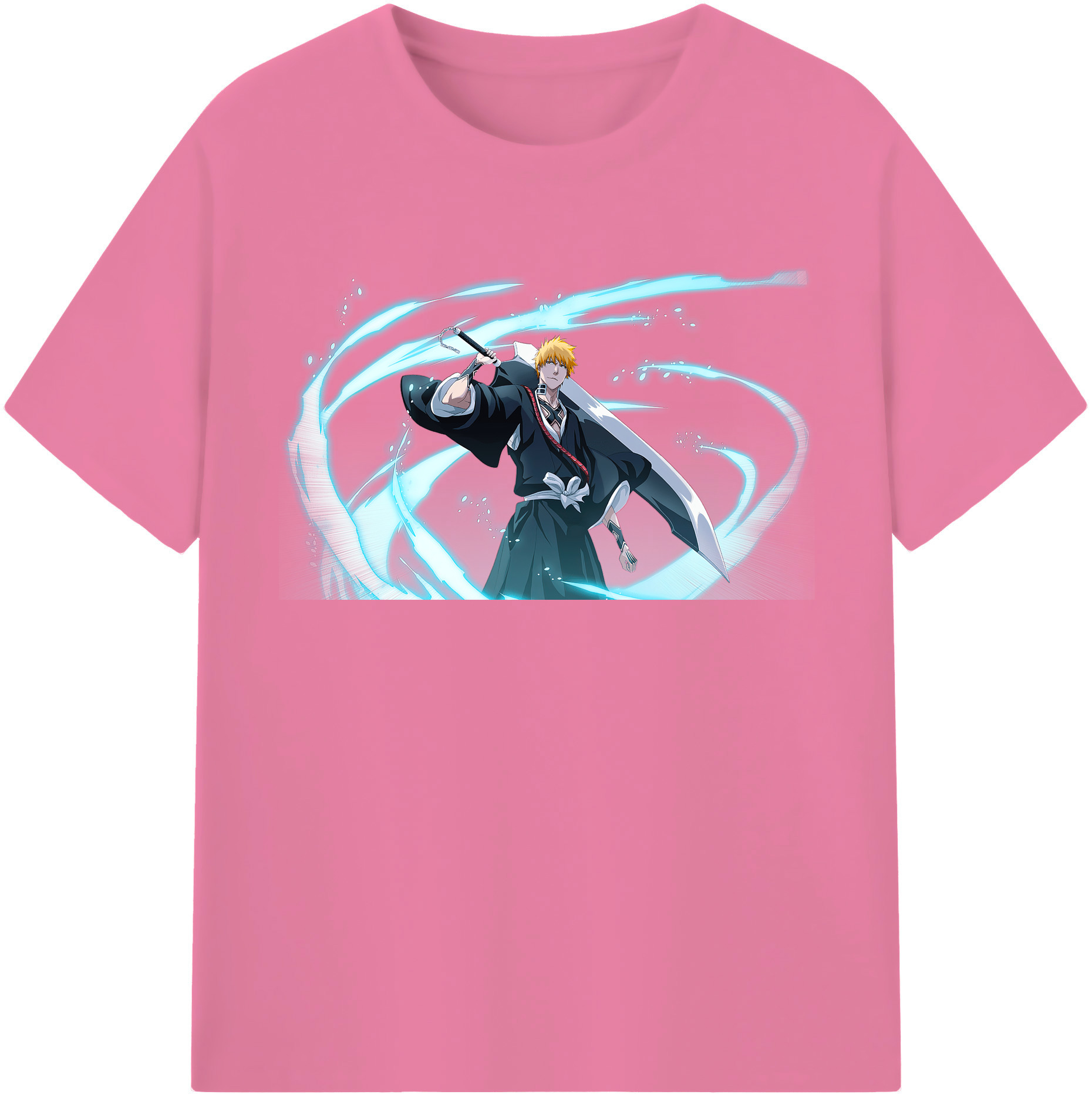 （画像用） ブリーチ 黒崎一護（くろさき いちご）BLEACH Kurosaki Ichigo 綿100％半袖Tシャツ（フロントプリント）